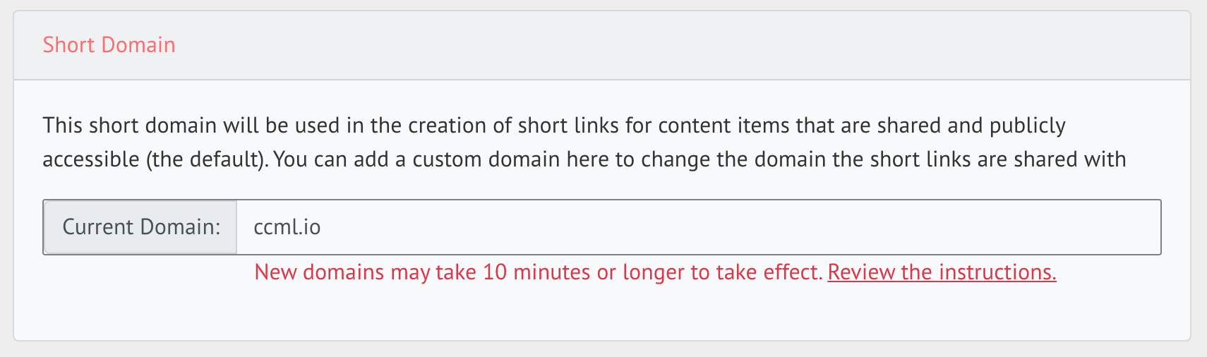 Short Domain Configuration