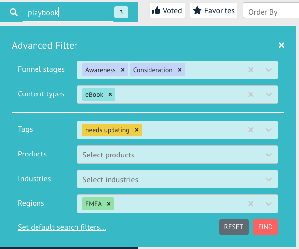 All filter fields